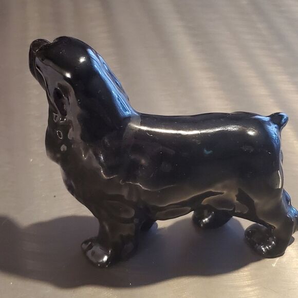 Vintage Porcelain Ceramic Spaniel Dog Canine Animal Figurine Black White - Picture 3 of 8